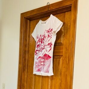Graphic Red and White Women’s Shirt, Vintage Y2K